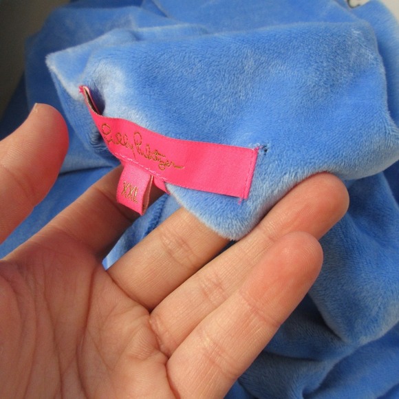 Lilly Pulitzer Sheera Velour Top Blouse XXL Blue One Shoulder Lounge 274 - Picture 12 of 13